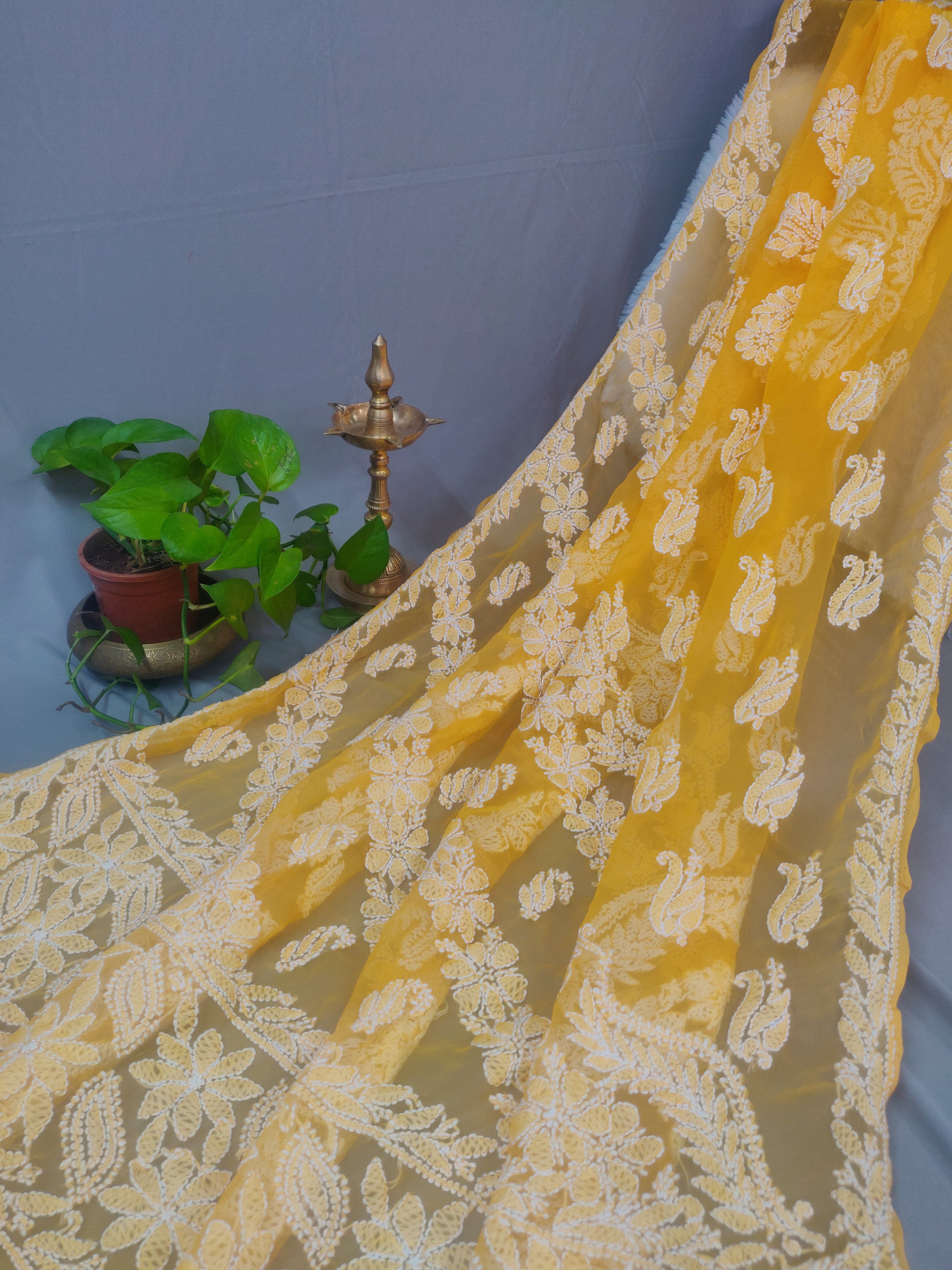 Chhaya - Georgette Chikankari Chhadi Sarees