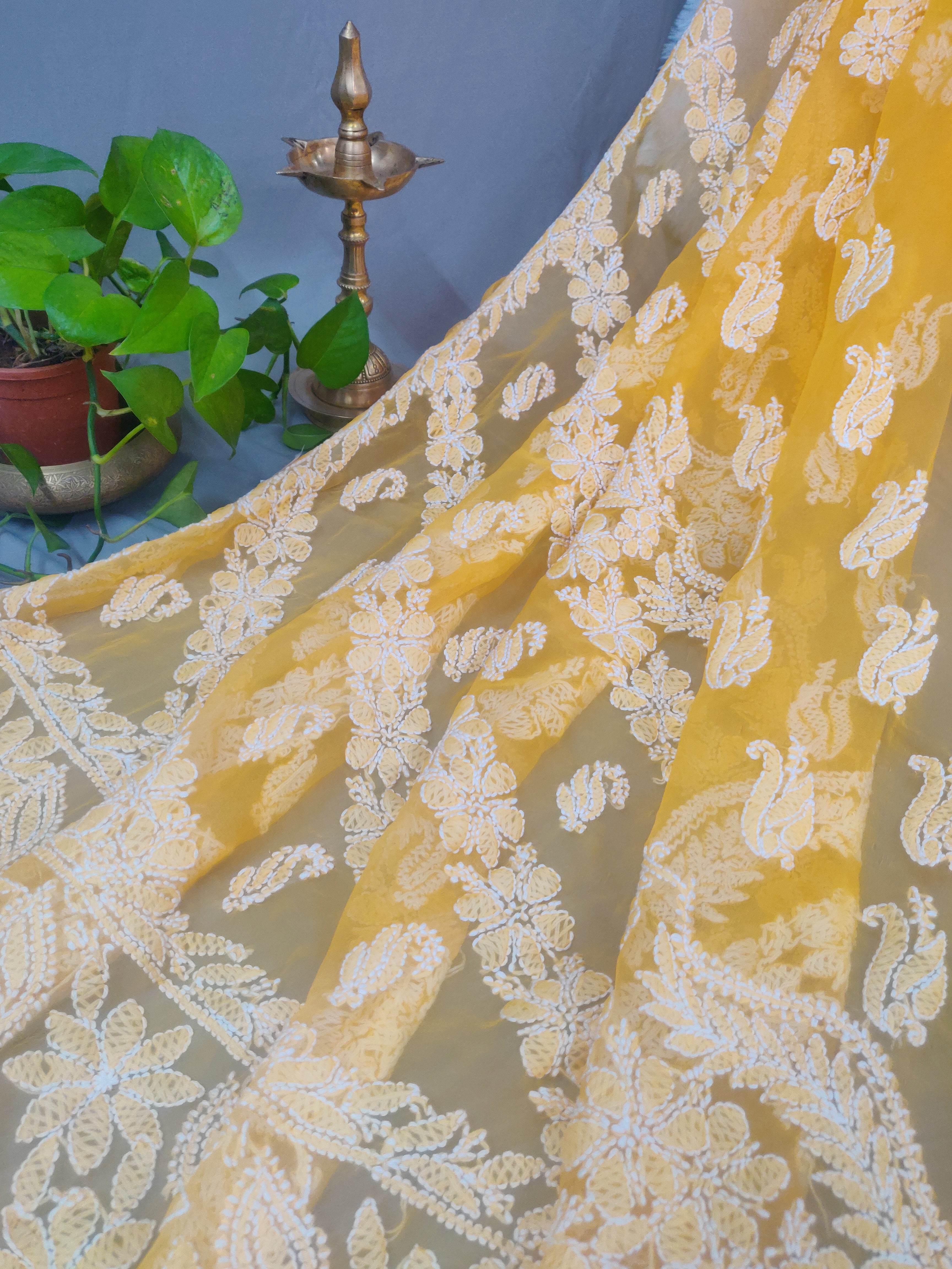 Chhaya - Georgette Chikankari Chhadi Sarees