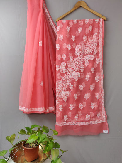 Sunehri - Georgette Chikankari Ghas patti Sarees