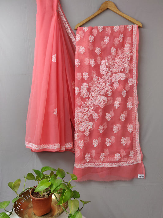 Sunehri - Georgette Chikankari Ghas patti Sarees