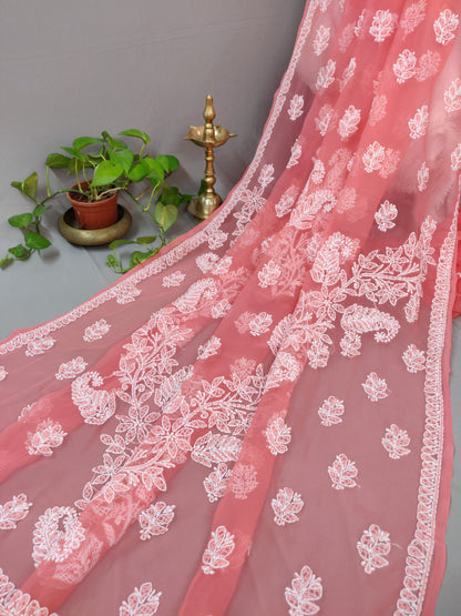 Sunehri - Georgette Chikankari Ghas patti Sarees