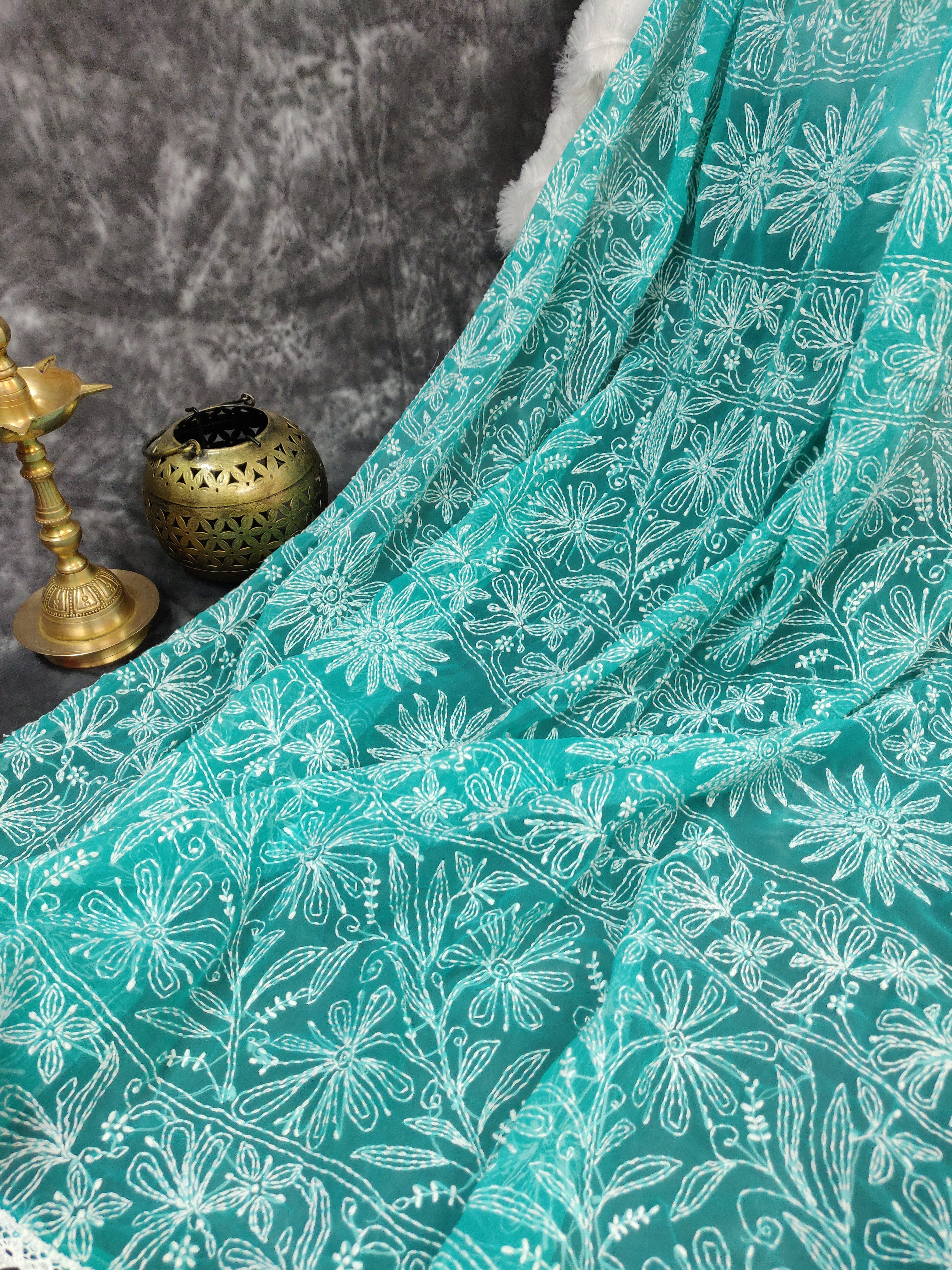 Shehnaaz - Georgette Skirt Border Tepchi Sarees