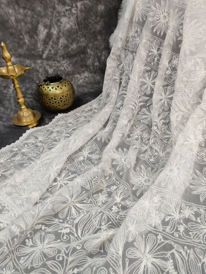 Shehnaaz - Georgette Skirt Border Tepchi Sarees
