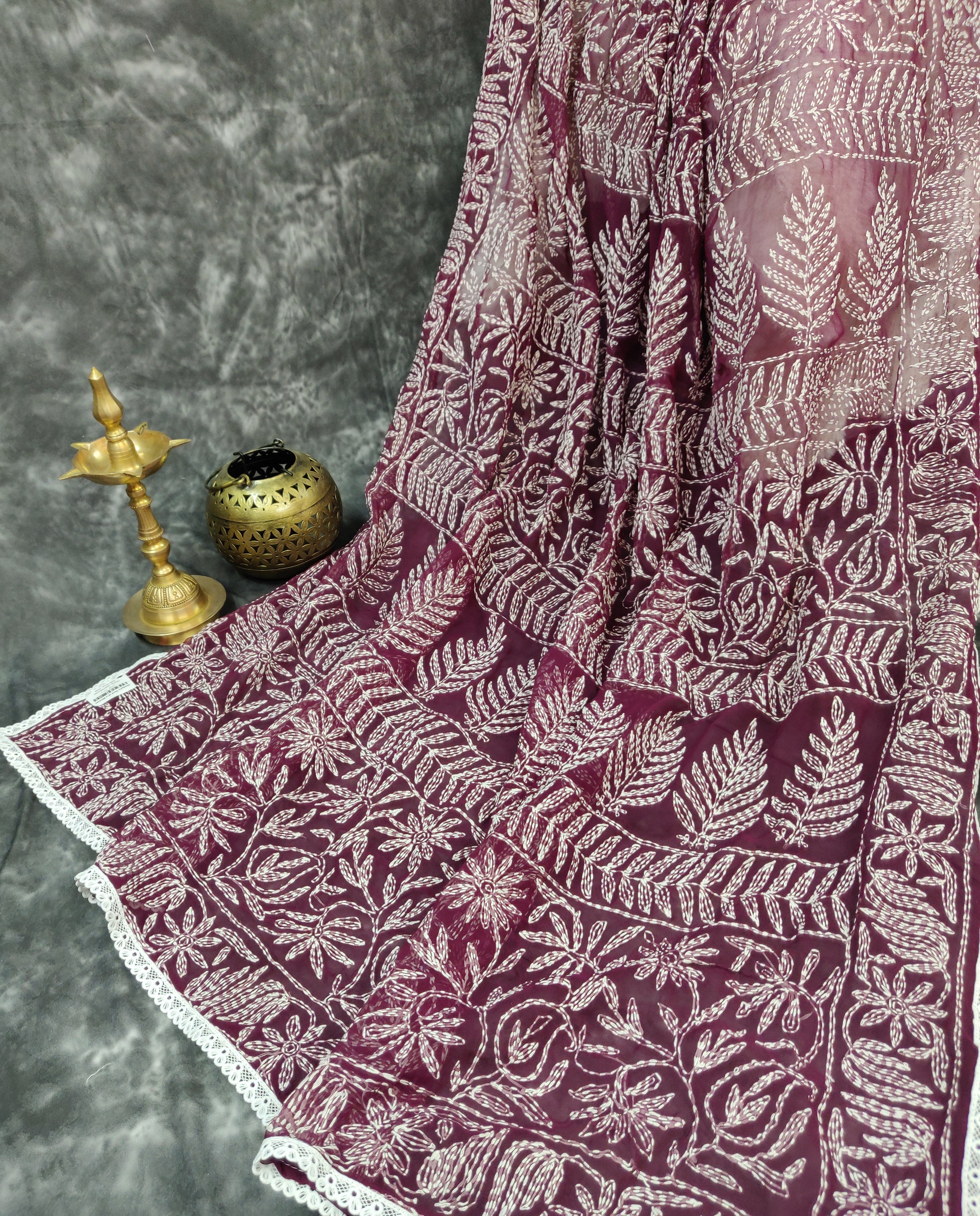 Shehnaaz - Georgette Skirt Border Tepchi Sarees