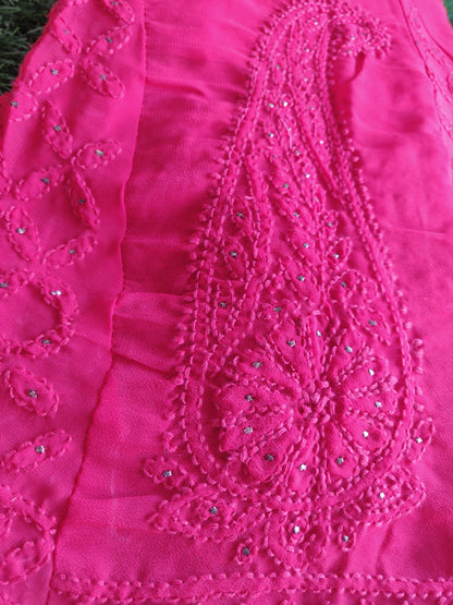 Bottom Wear - Georgette Palazzo - Red