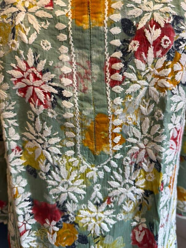 Pista Green Mul Cotton Kurti