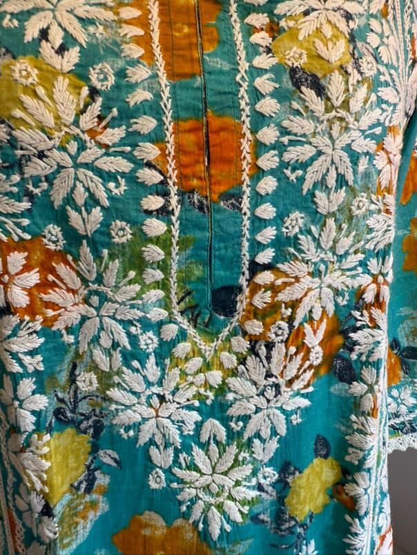 Greenish Blue Mul Cotton Kurti