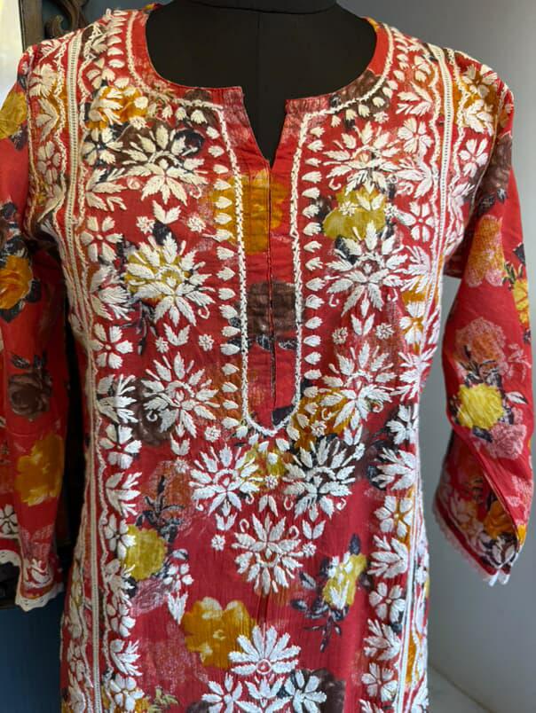 Red Mul Cotton Kurti