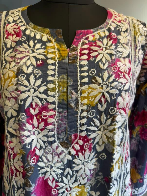 Grey Mul Cotton Kurti