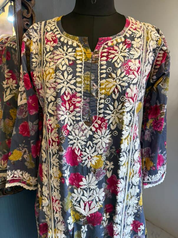 Grey Mul Cotton Kurti