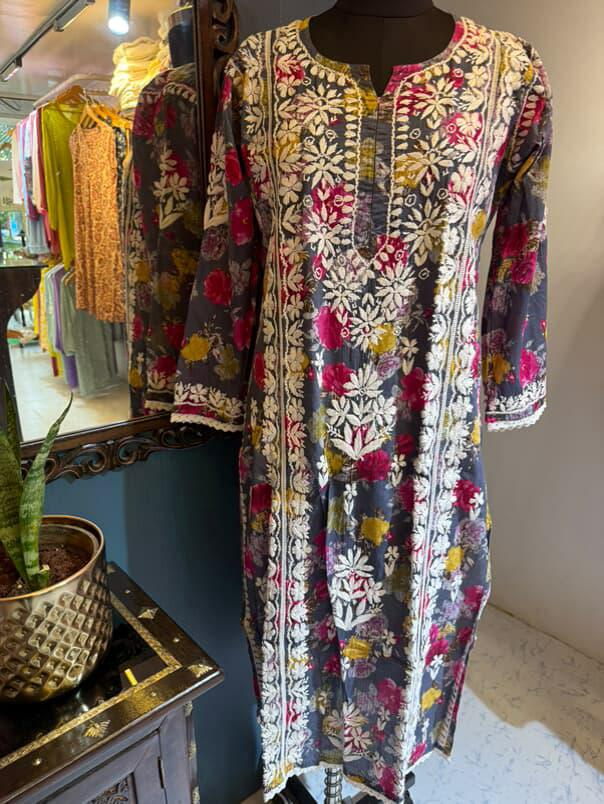 Grey Mul Cotton Kurti