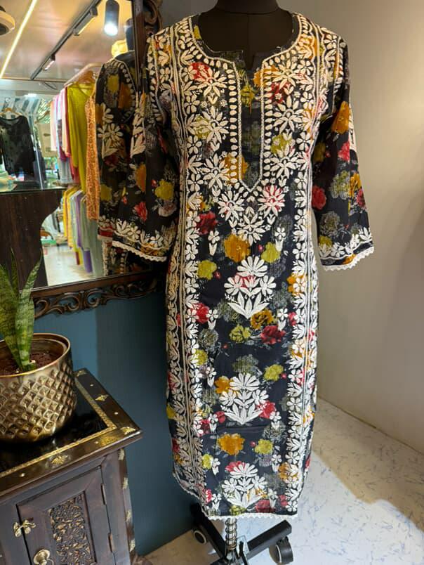 Black Mul Cotton Kurti