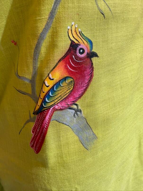 Morni Vibes | Parrot Green Hand-Painted Co-ord Set