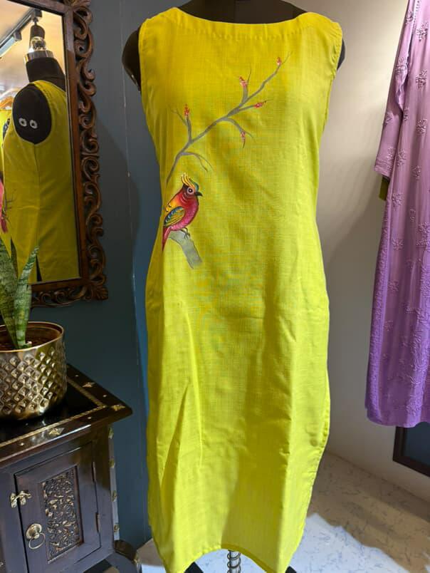 Morni Vibes | Parrot Green Hand-Painted Co-ord Set