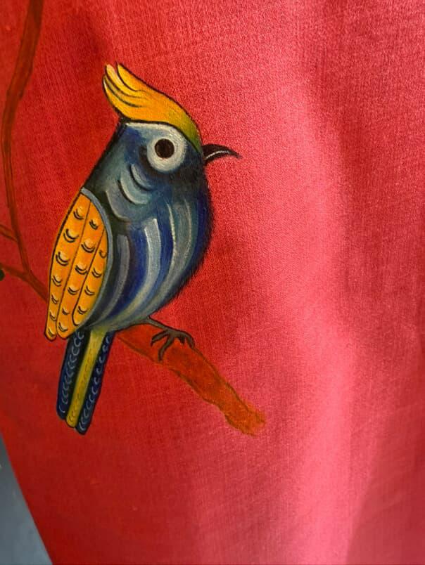 GulMor | Hand-Painted Pink Co-ord Set in Slub Cotton