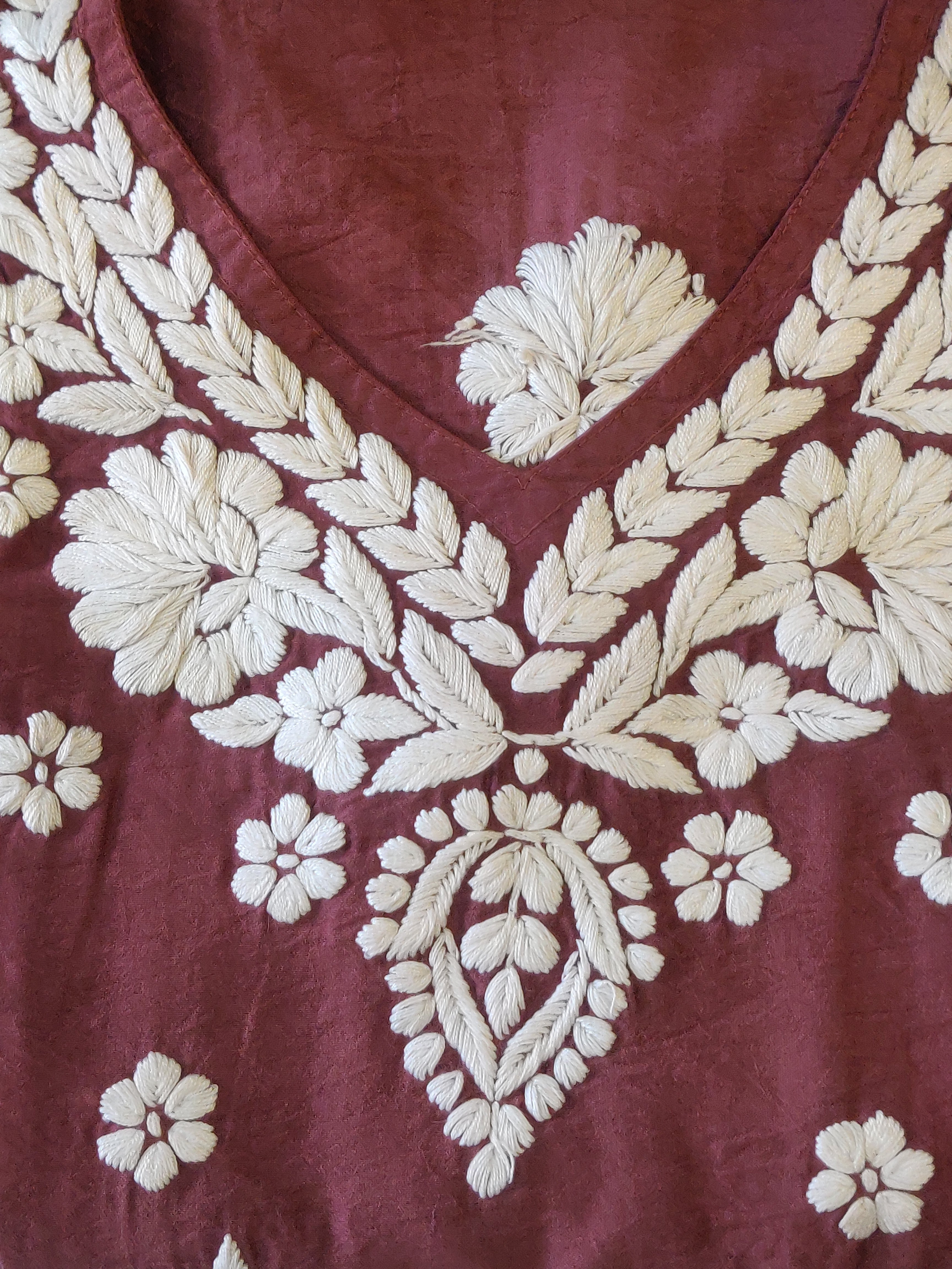 Pure Chanderi Chikankari Handcrafted Kurti