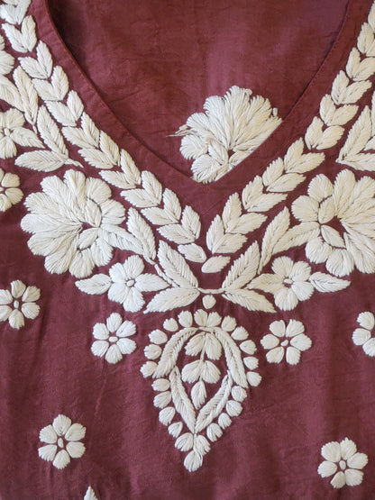 Pure Chanderi Chikankari Handcrafted Kurti