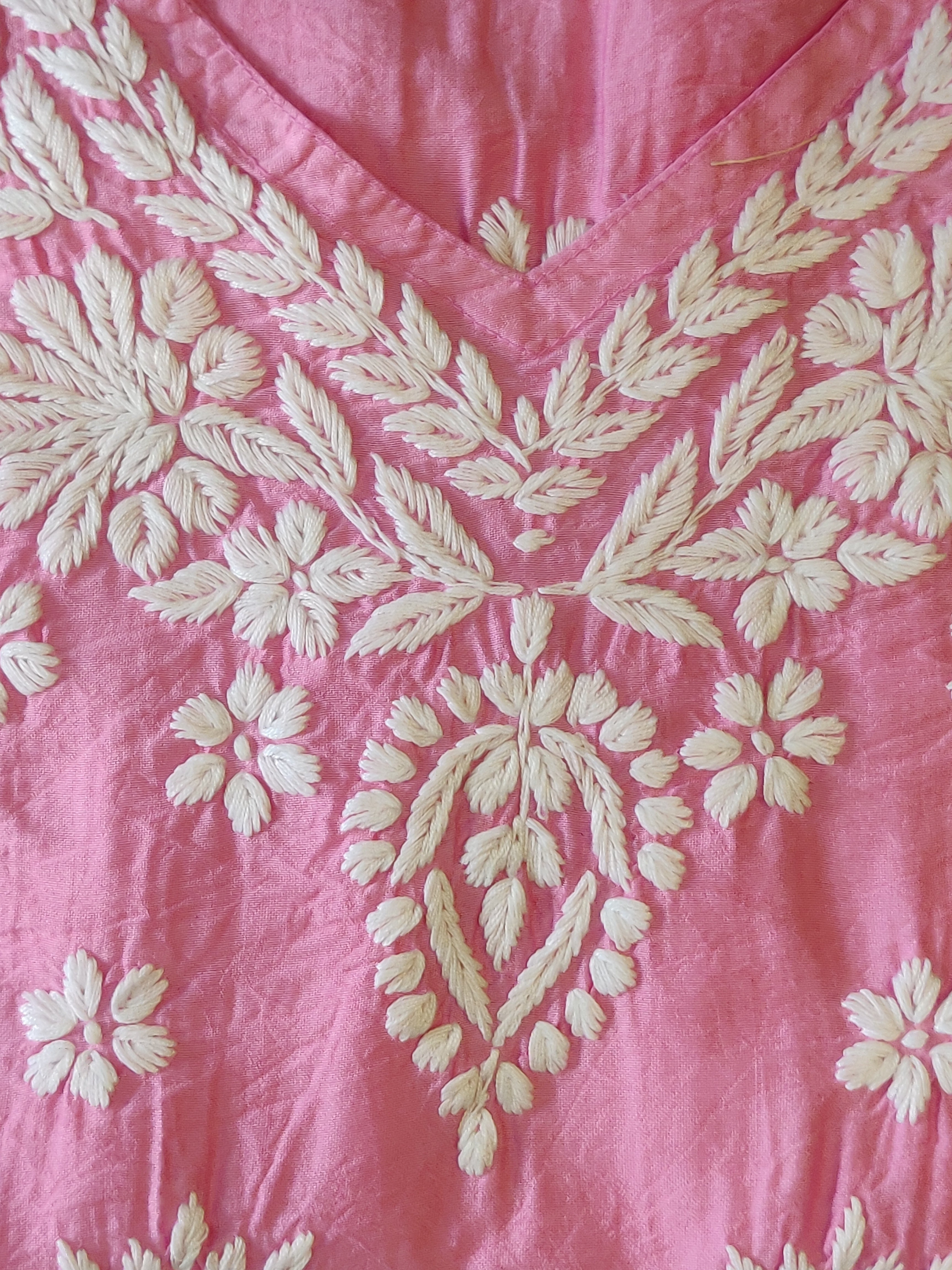 Pure Chanderi Chikankari Handcrafted Kurti