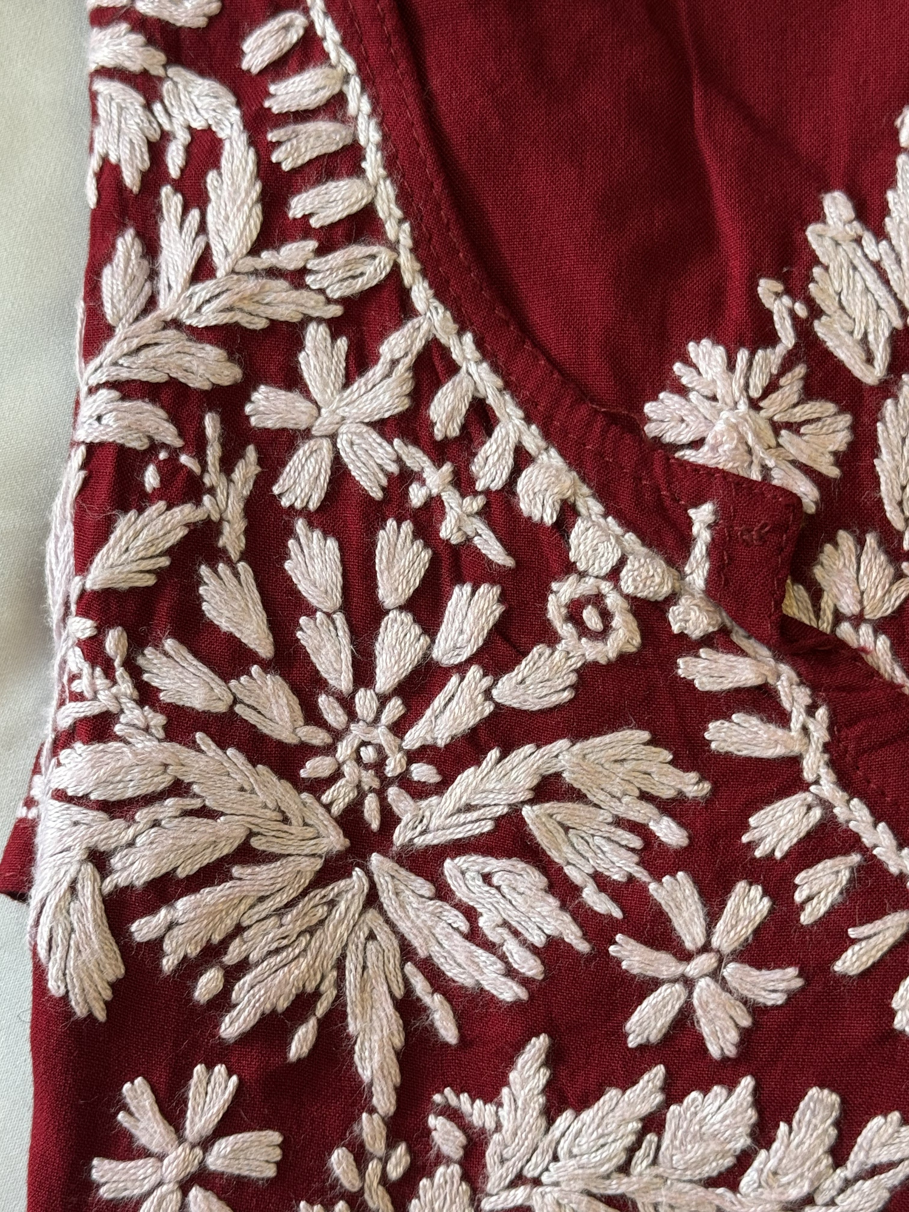 Rayon Short Kurti with Handcrafted Chikankari