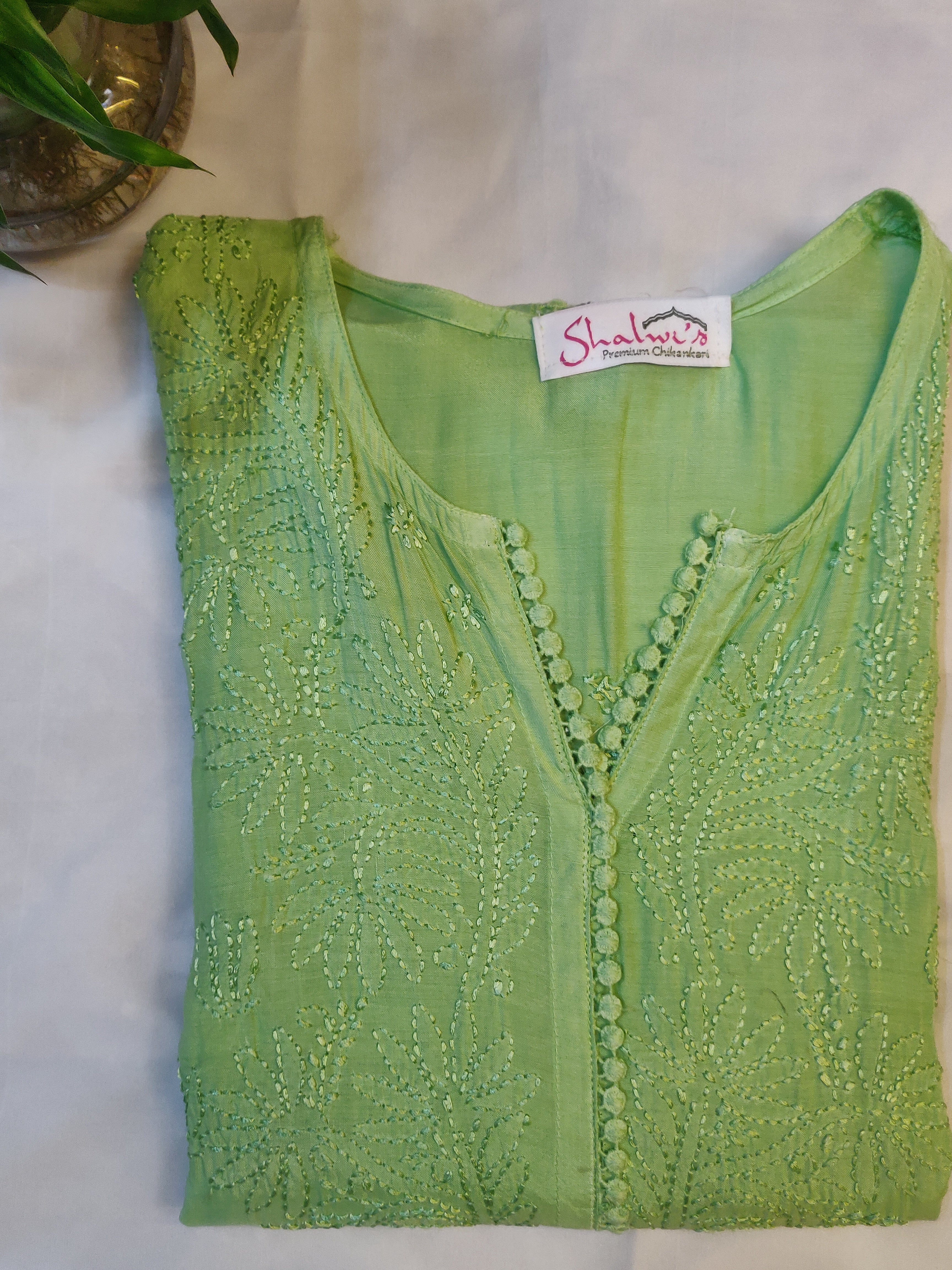 Pure Muslin Chikankari Long Kurti