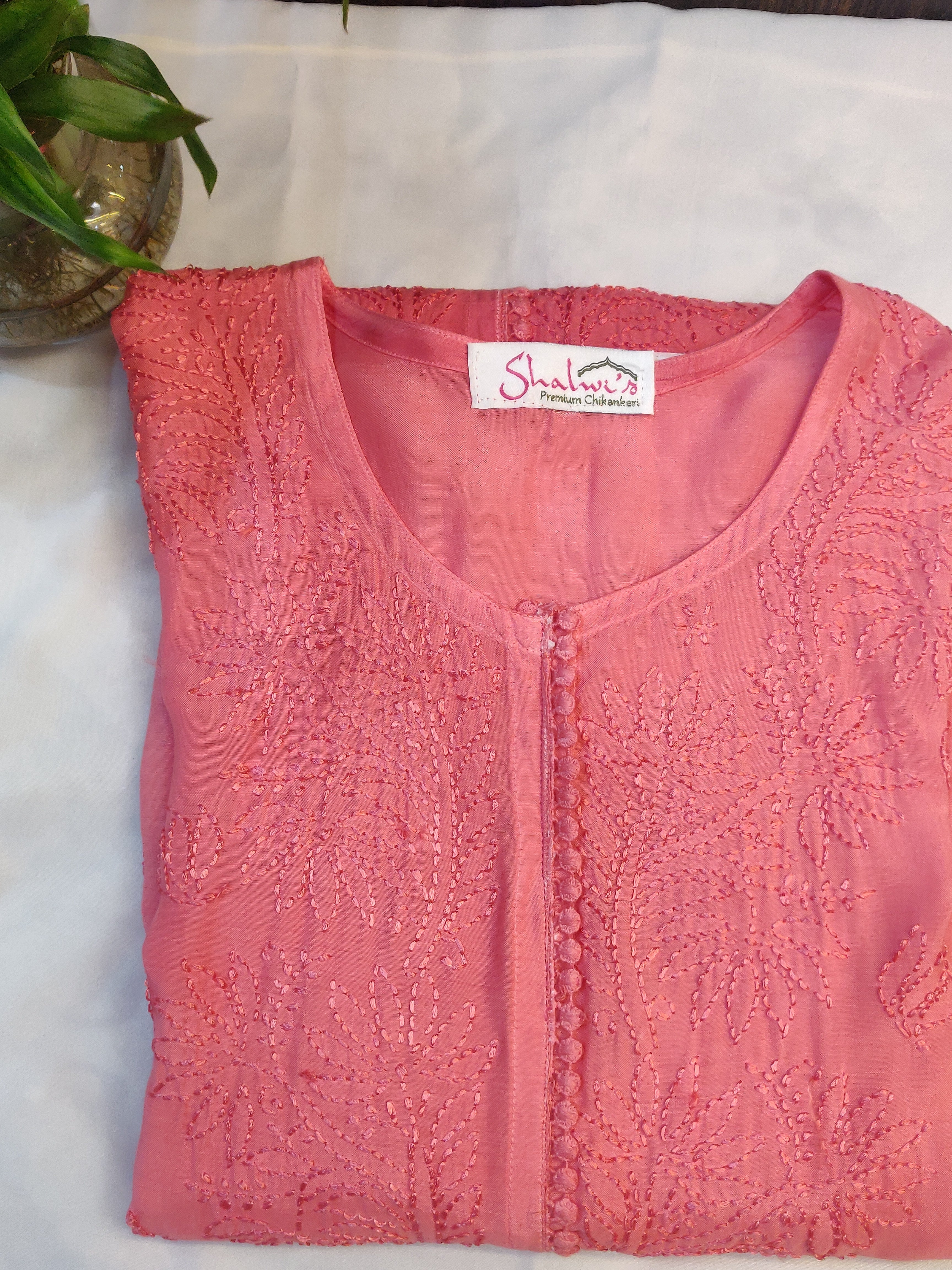 Pure Muslin Chikankari Long Kurti