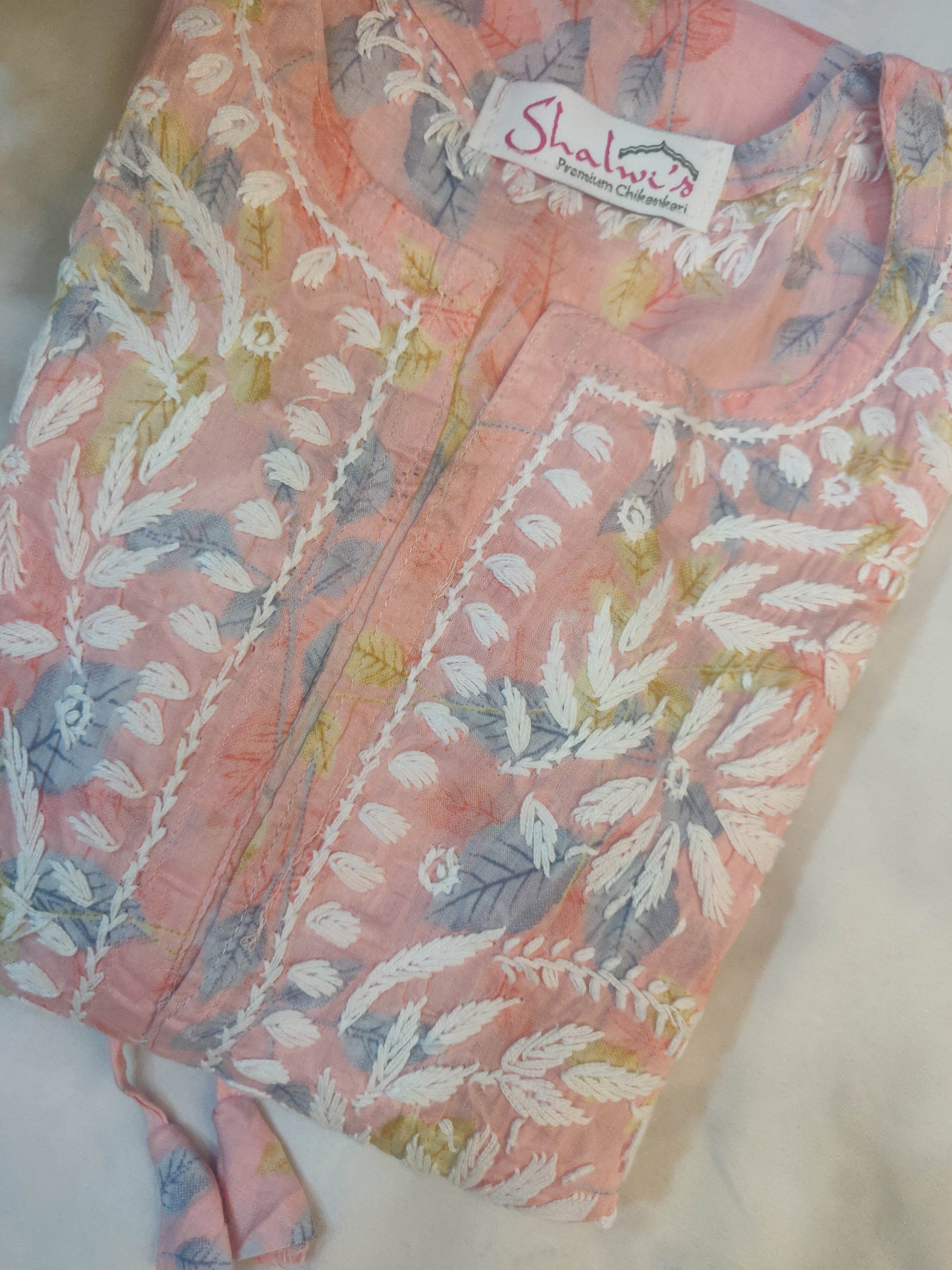 Mul Cotton Frock Style Short Kurti with Chikankari
