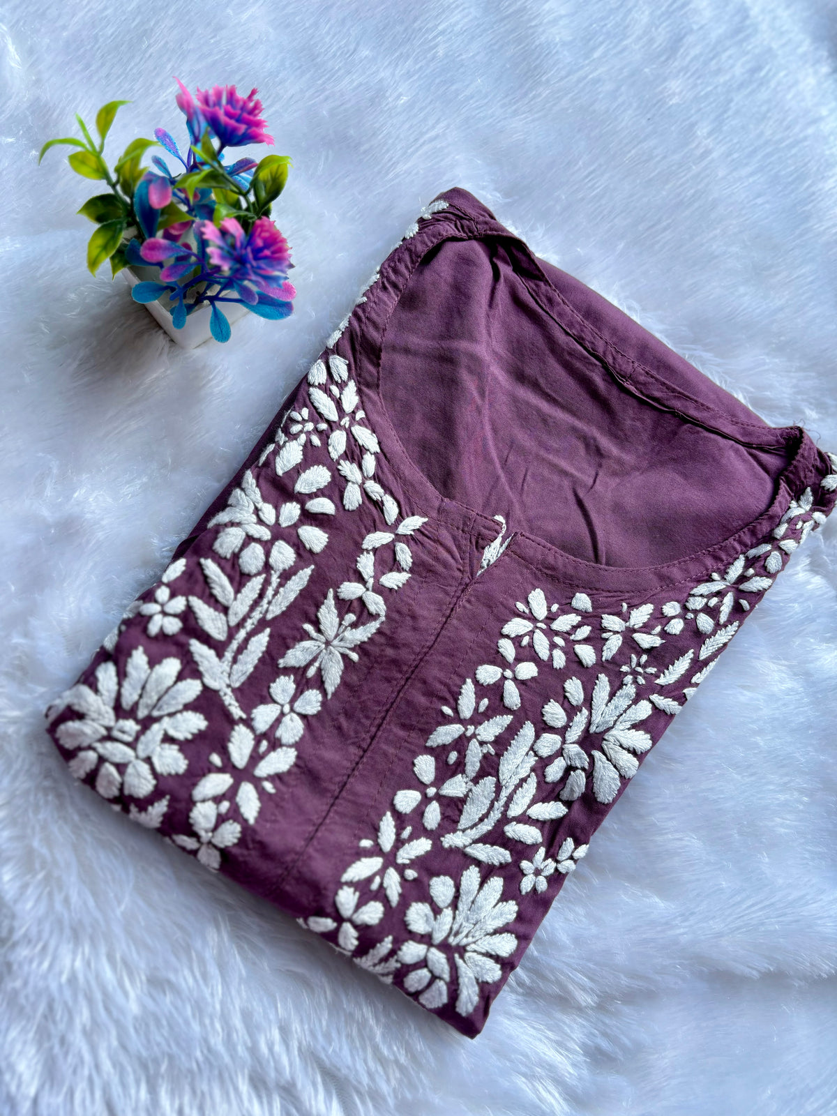 Tehzeeb-Modal Long Kurtis-Dark Mauve