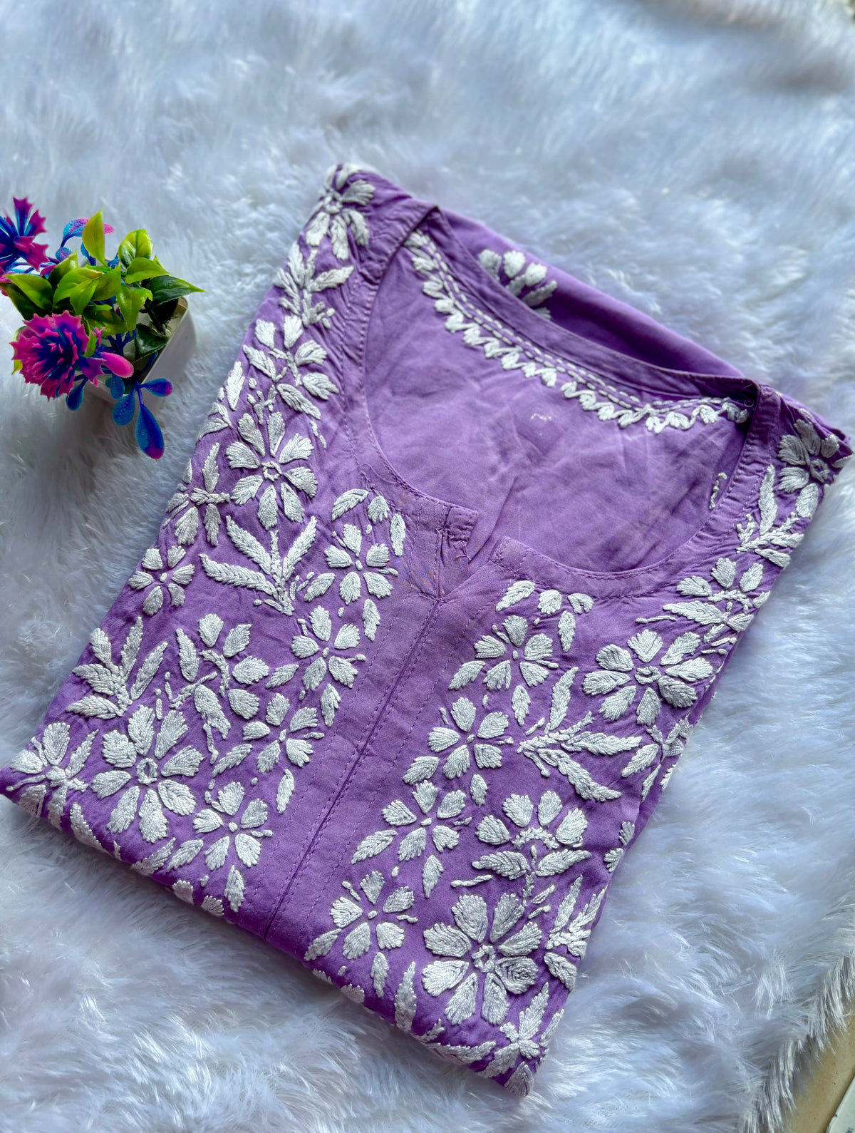 Tehzeeb - Modal Straight Kurti - Lavendar