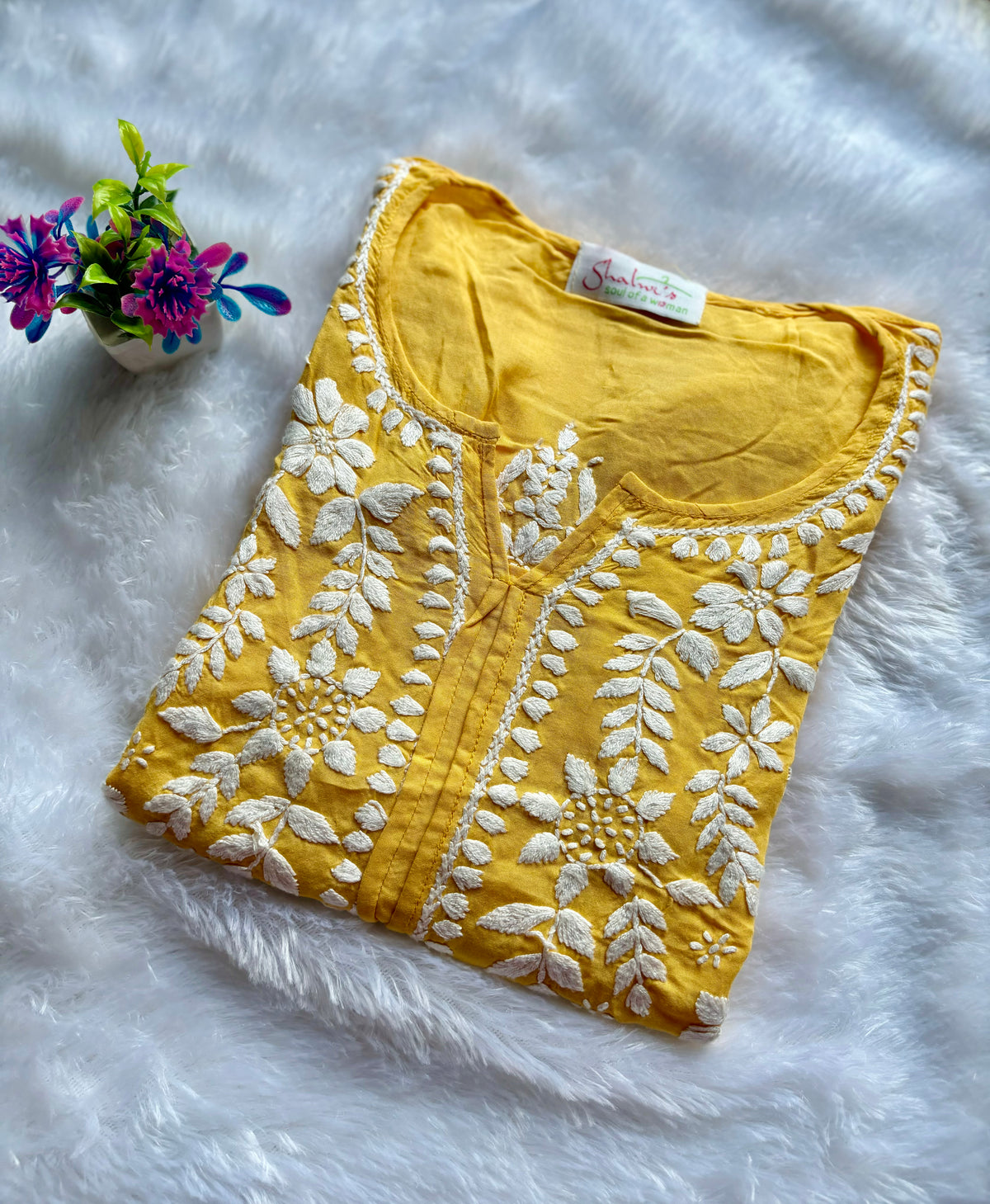 Tehzeeb - Modal Straight Kurti - Yellow