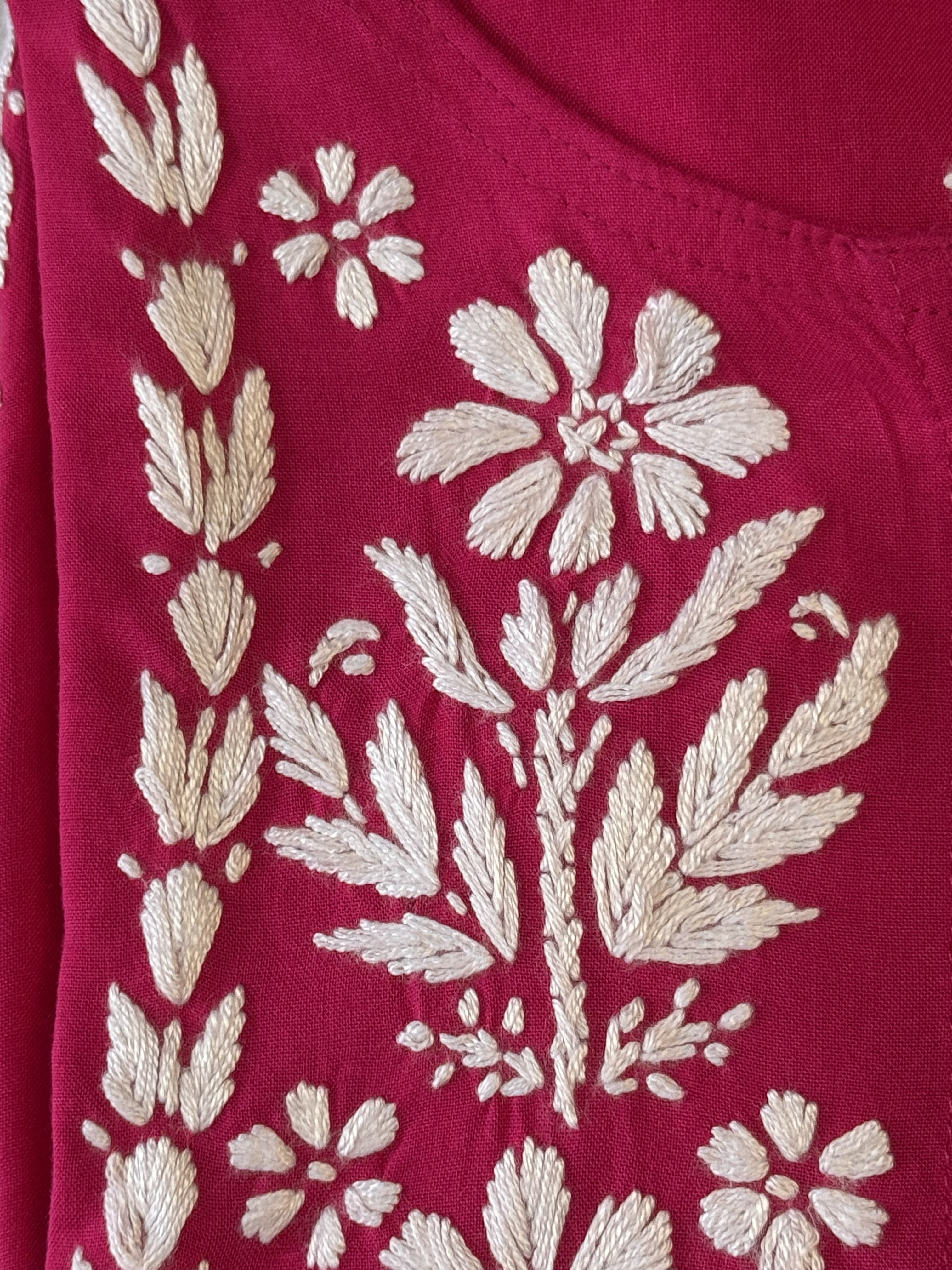 Rayon Short Kurti with Handcrafted Chikankari
