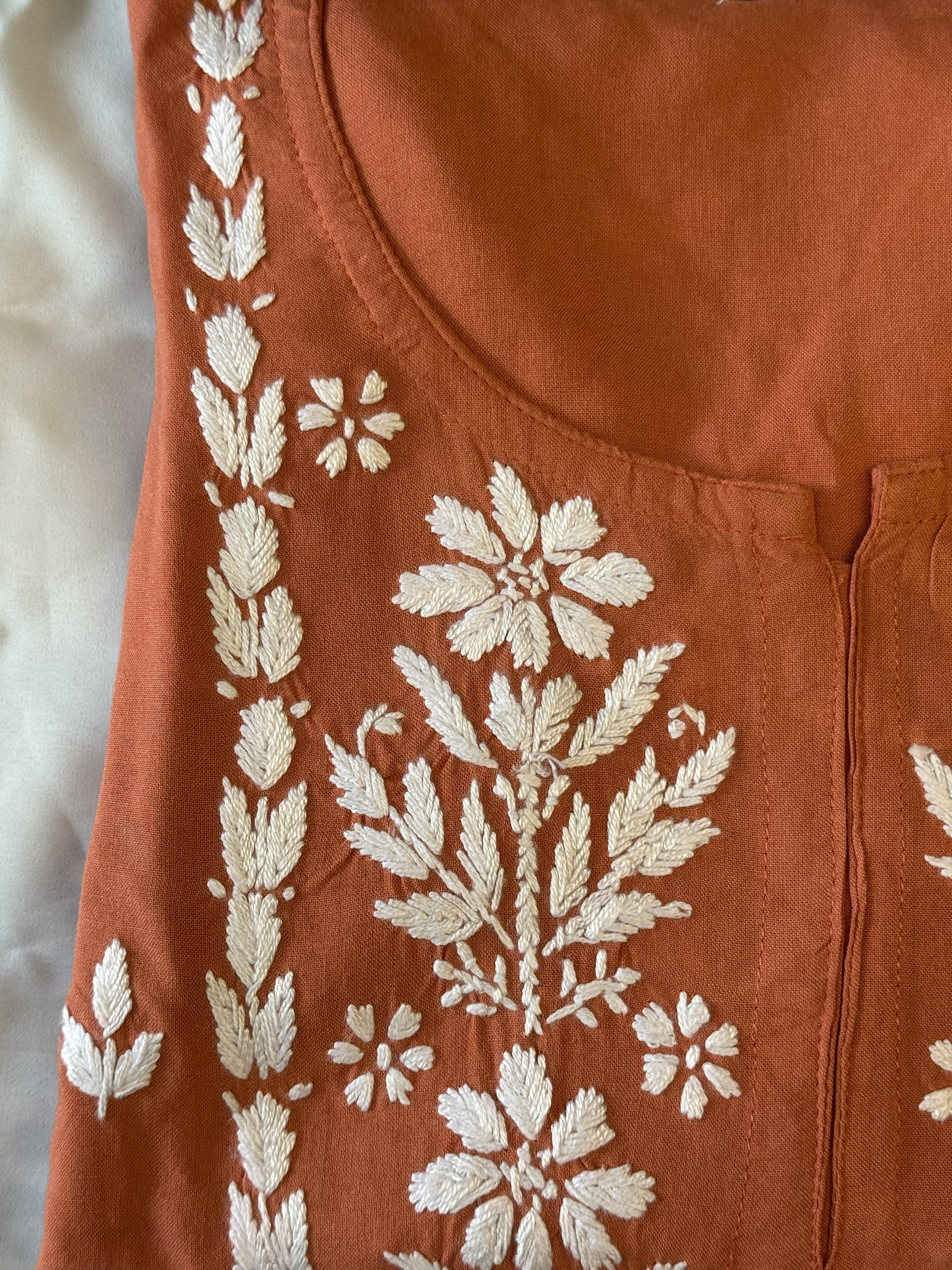 Rayon Short Kurti with Handcrafted Chikankari
