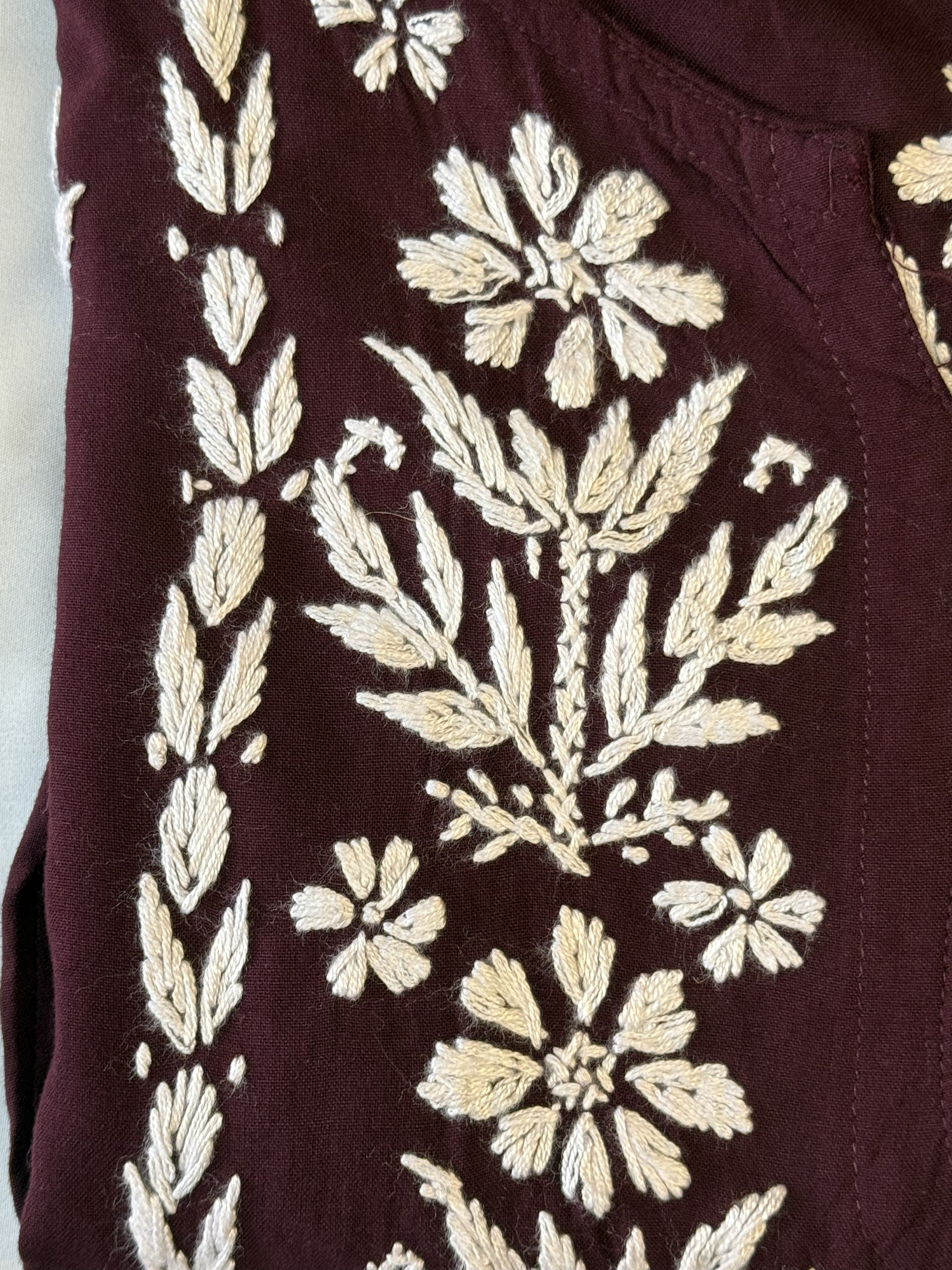 Rayon Short Kurti with Handcrafted Chikankari