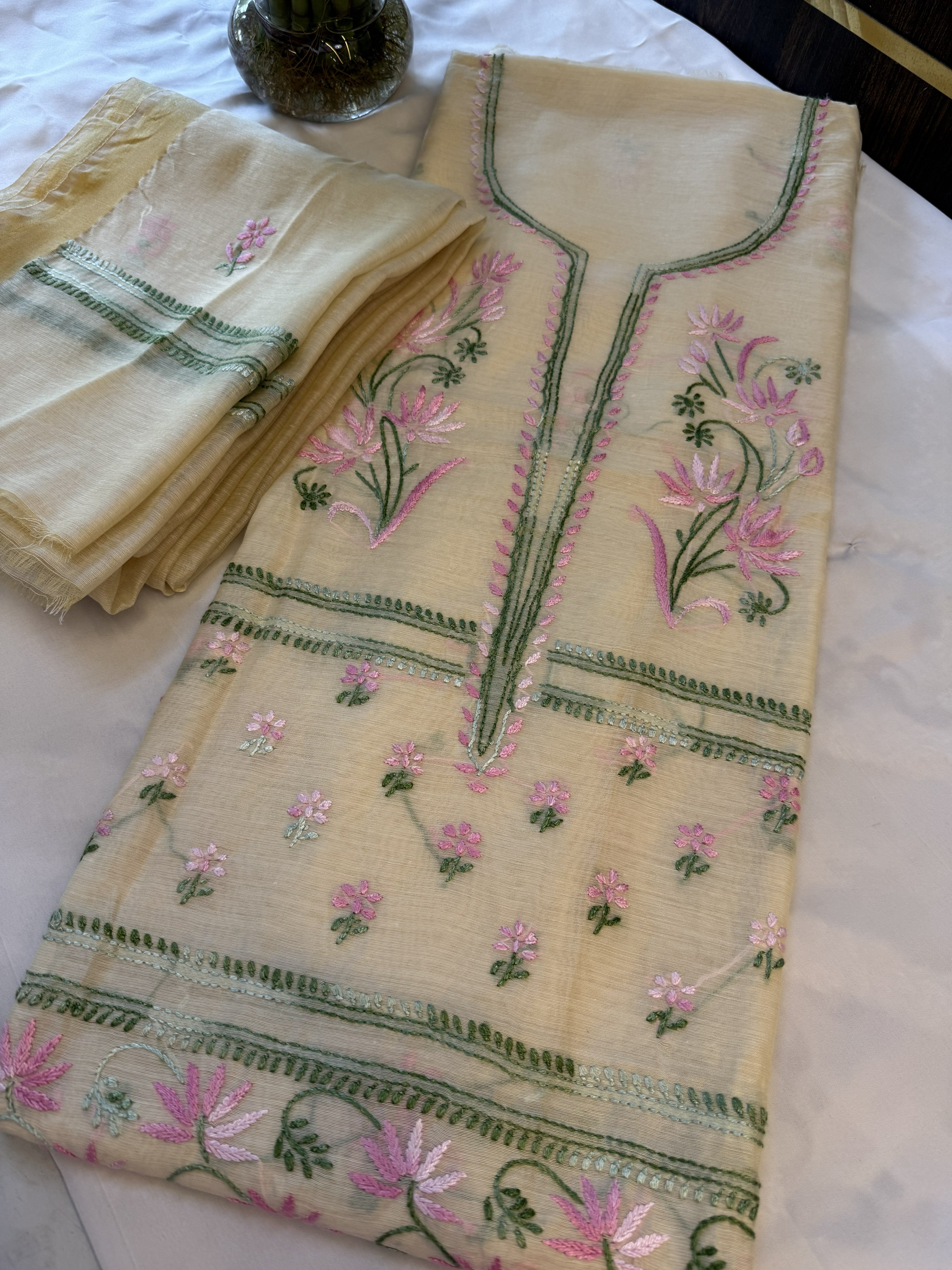 Pure Chanderi Unstitched 2-Piece Chikankari Suits