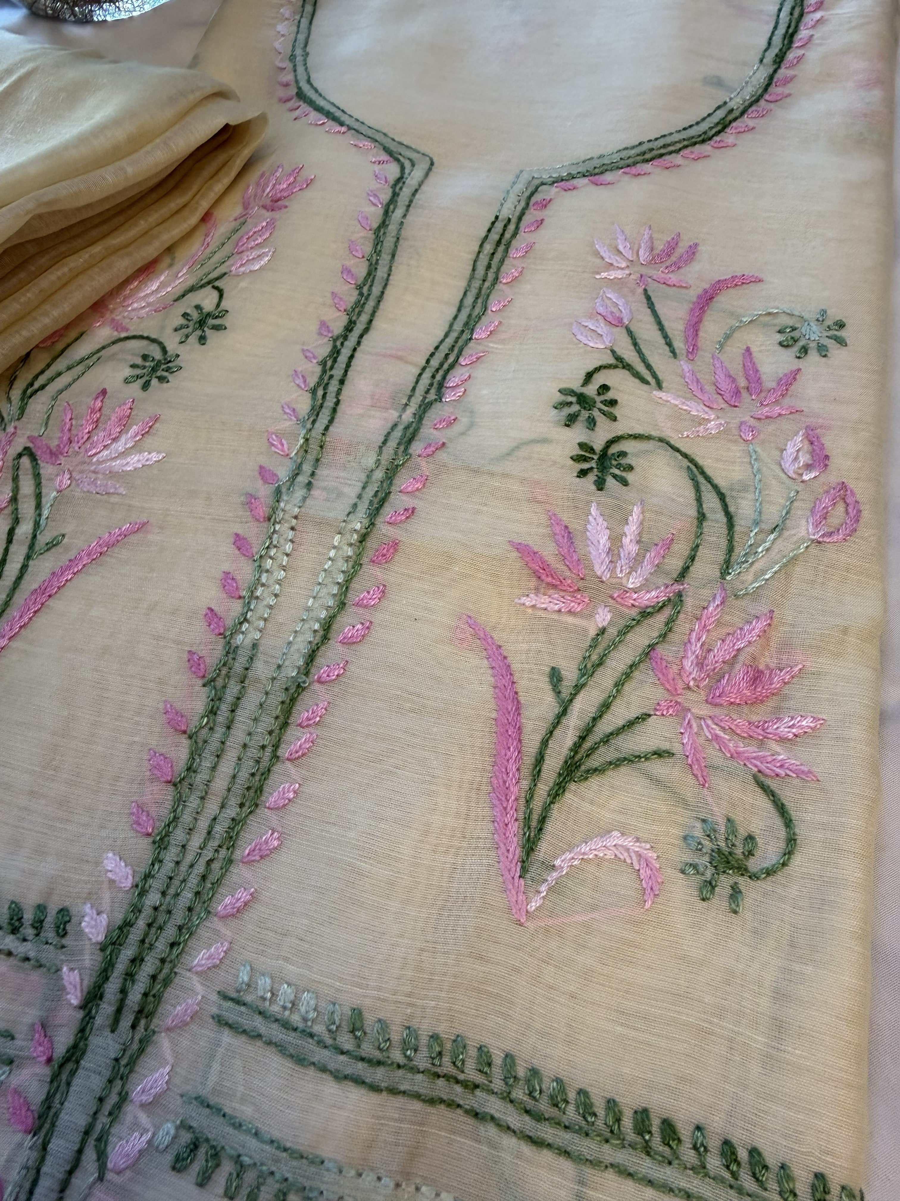 Pure Chanderi Unstitched 2-Piece Chikankari Suits