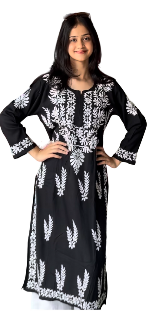 Tehzeeb - Modal Straight Kurti - Black