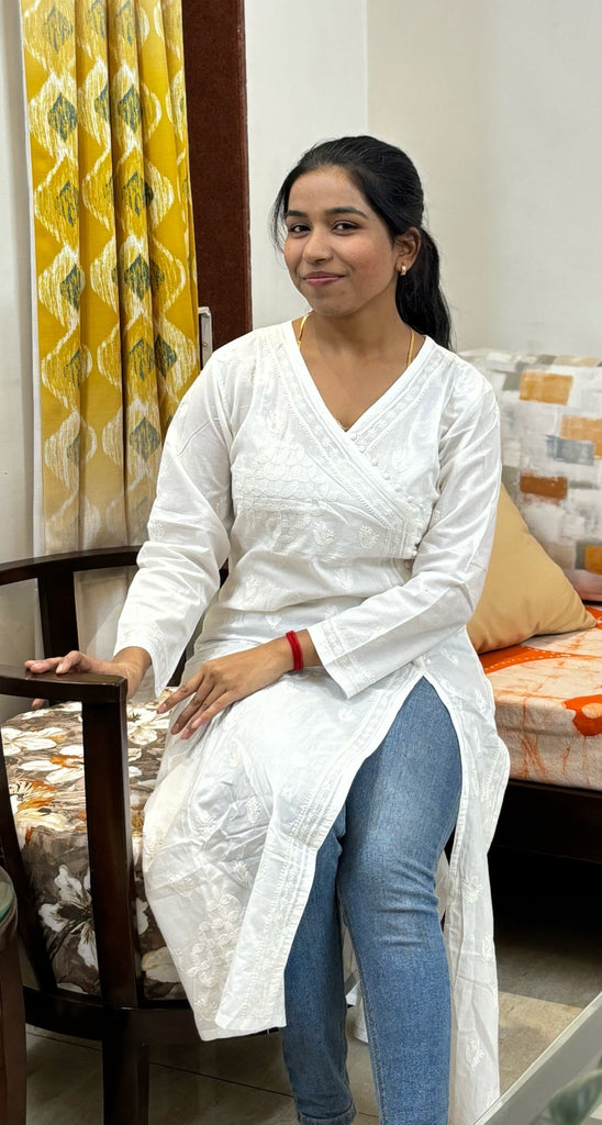 Raahat - White Angarkha kurtis