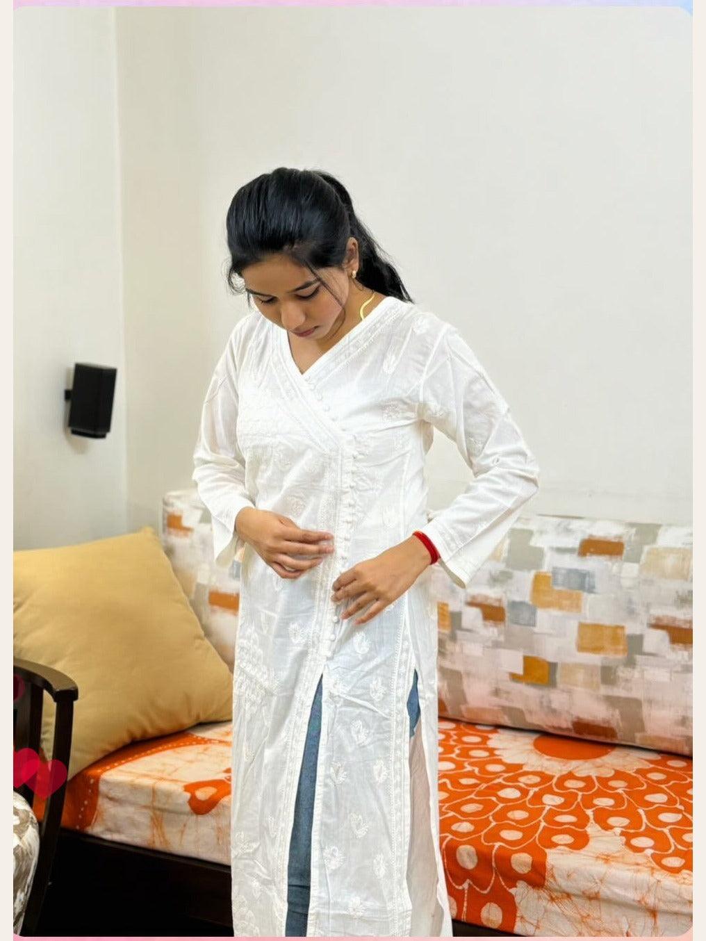Raahat - White Angarkha kurtis