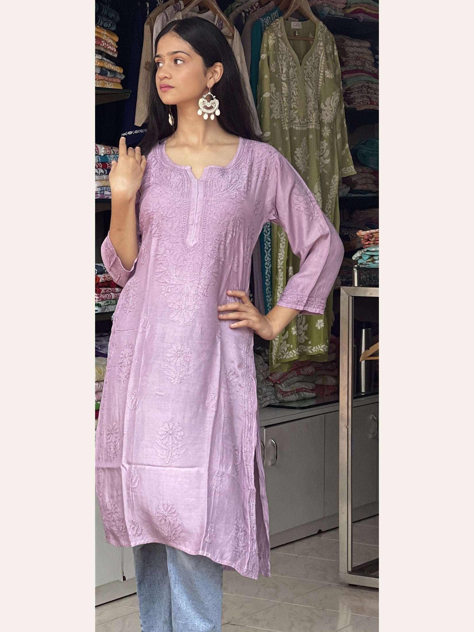 Zahira –Bakhiya work Muslin Kurti