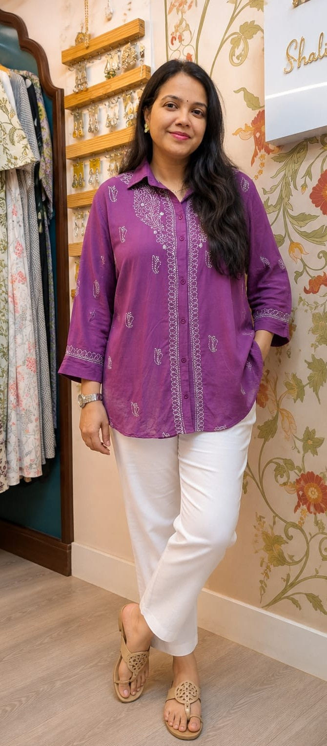 Pure Modal Handcrafted Chikankari Shirt