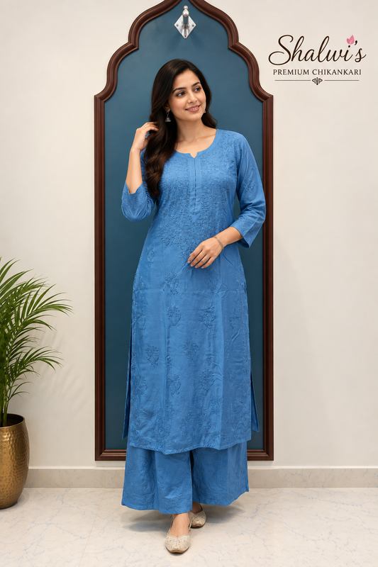 Pure Muslin Chikankari handcrafted Coord Set