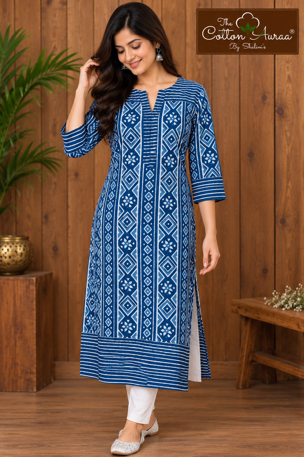 Pure Handblock Print Indigo Long Kurti