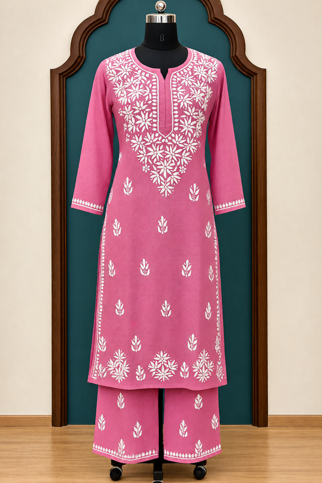 Rayon Co-ord Set with Chikankari Handwork