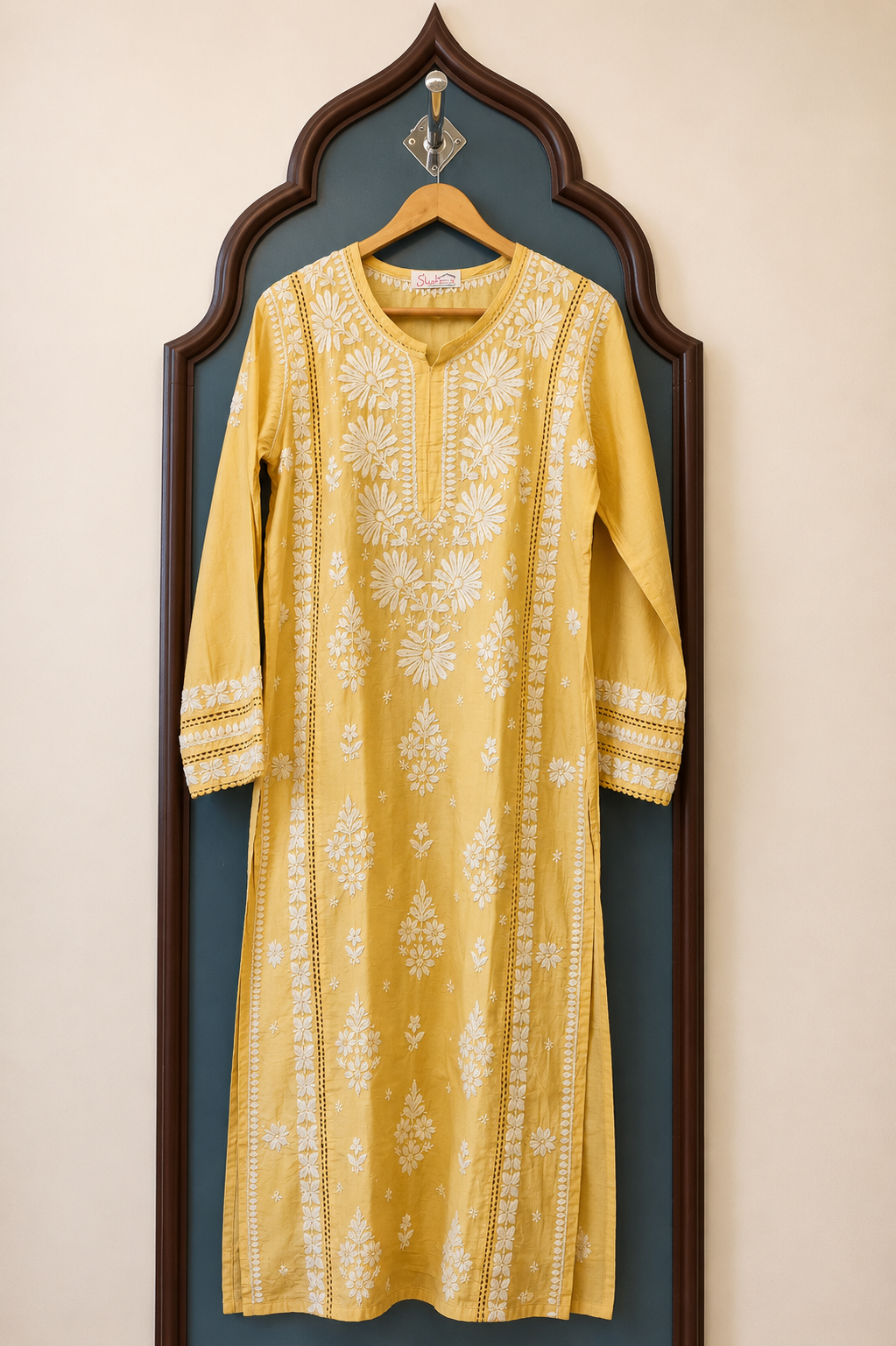 Pure Chanderi Chikankari Handcrafted Kurti