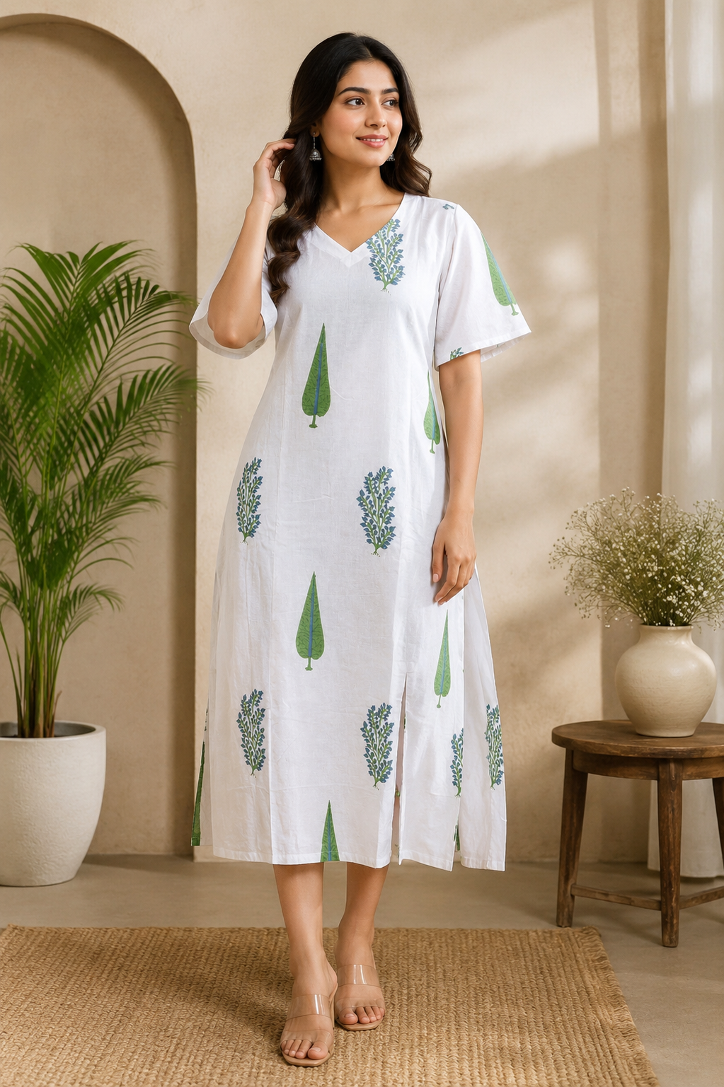 Pure Hand block Print Cotton One-Piece