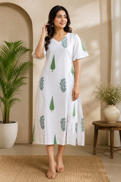 Pure Hand block Print Cotton One-Piece
