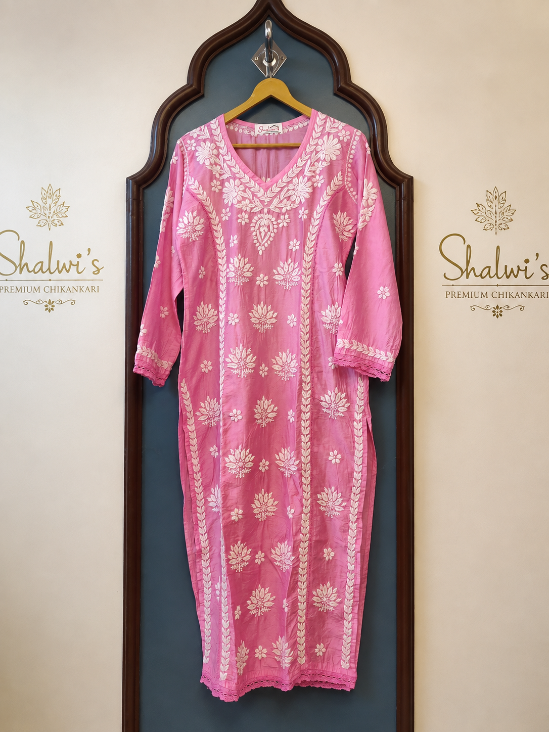 Pure Chanderi Chikankari Handcrafted Kurti