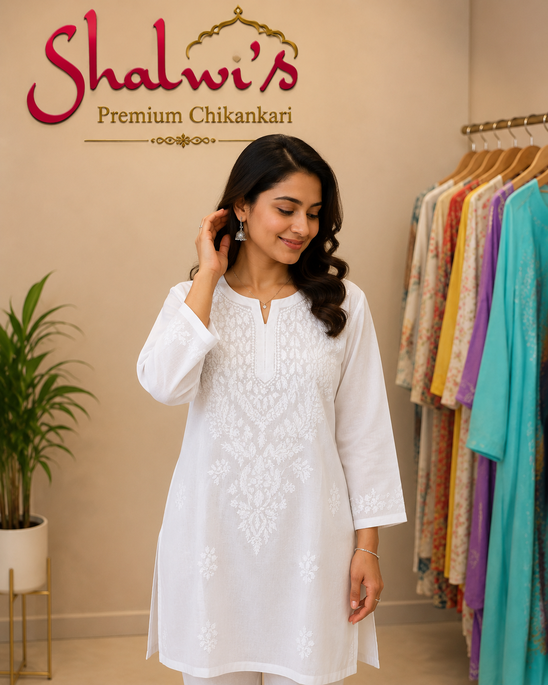 Pure Cotton Chikankari Short Kurti