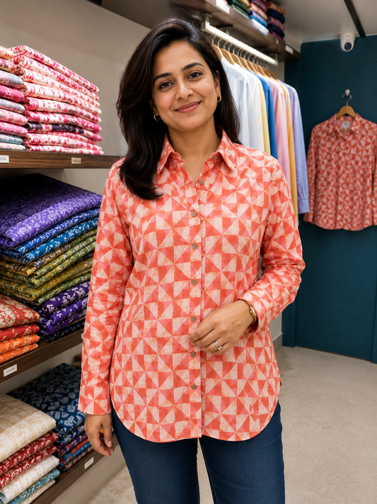 Pure Hand block Print Cotton Shirts