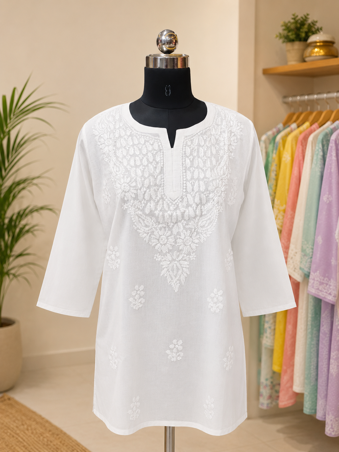 Pure Cotton Chikankari Short Kurti
