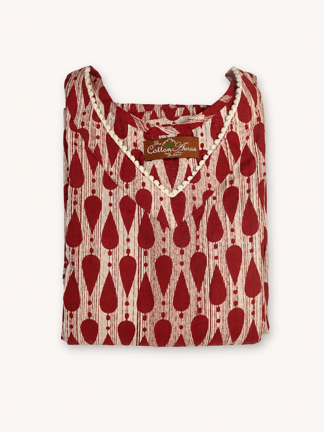 Pure Cotton Maroon Hand block Print One-Piece